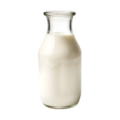 Milk in a glass bottle on png background