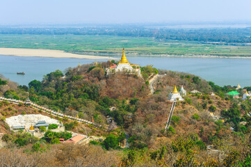 View over the sagaing hill of Sagaing, the former capital of Myanmar - 749843126