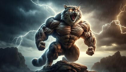 Majestic Thundercat: The Feline Force of Nature created with Generative AI Technology.	