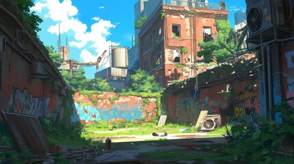 Anime style Graffiti envirment background
