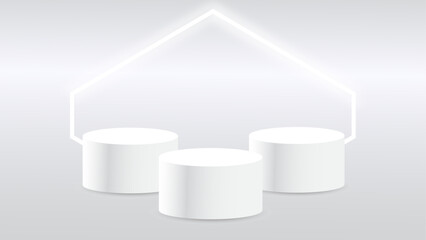 3d podium platforms for product display with neon lights