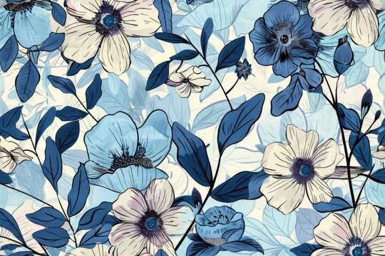 Seamless pattern of illustration of flowers