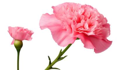 Two Pink Flower. Two vibrant pink flower are displayed against a clean white backdrop. The delicate petals of the flowers contrast beautifully with the simplicity of the background creating good vibe.
