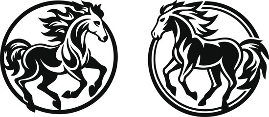 Horse logo black and white vector
