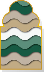 Illustration of islamic style border and golden frame design template for ramadan eid mubarak greeting card