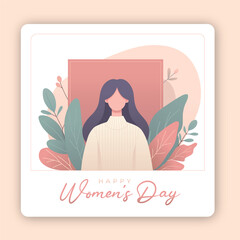 Minimal Hand Drawn Women's Day Card with a Floral Background