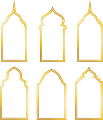 Illustration of islamic style border and golden frame design template for ramadan eid mubarak greeting card
