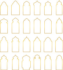 Illustration of islamic style border and golden frame design template for ramadan eid mubarak greeting card