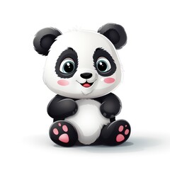 Fototapeta premium Cute panda cartoon illustration isolated on white background, colored image, vector illustration