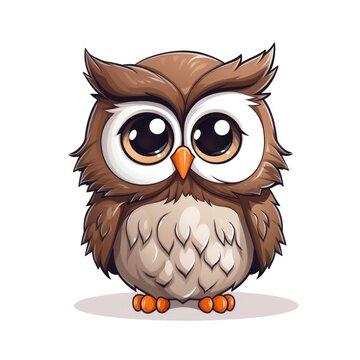 Cute owl cartoon illustration isolated on white background, colored image, vector illustration