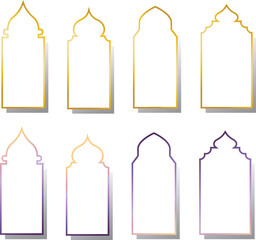 Illustration of islamic style border and golden frame design template for ramadan eid mubarak greeting card