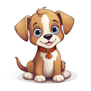 Cute puppy cartoon illustration isolated on white background, colored image, vector illustration