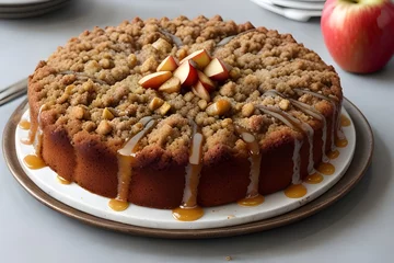 Foto op Plexiglas Caramelised apple cake with streusel topp © FAVOUR