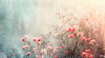 Spring floral and a soft pastel colored backdrop with subtle patterns