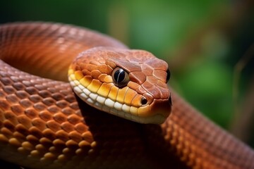 Obraz premium Colorful snake python cobra viper forest hiding waiting for prey rainforest jungle untouched nature predator venomous venom dangerous wildlife poisonous animal skin tail creepy african exotic species