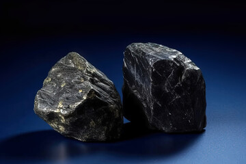 Baotite is a rare precious natural stone on a black background. AI generated. Header banner mockup with space.