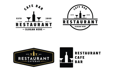 set of restaurant bar cafe logo design vintage retro label and badge
