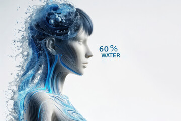 3d human body is 60 percentage water isolated on white background. ai generative