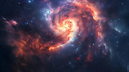 Naklejka premium A cosmic backdrop with swirling nebulae and stars for a mesmerizing and otherworldly aura, galaxy background 