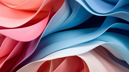 Graphic Abstract Image of Colorful Origami Pattern with Curved Paper Sheets