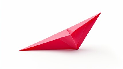 Isolated Red Paper Plane Origami on Blank White Background