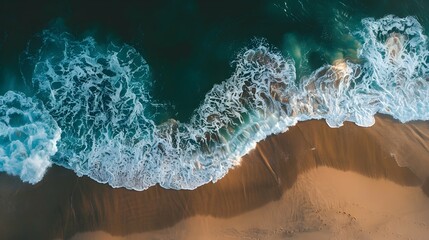 wallpaper of an aerial view photography of ocean and shore - obrazy, fototapety, plakaty