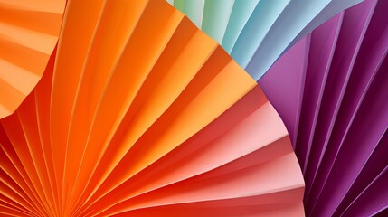 Macro Image of Colorful Paper Sheets Shaped like a Flower on Orange Background