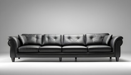 Black leather  sofa isolated on white