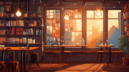 Fototapeta na wymiar A vector illustration of a cozy coffee shop.
