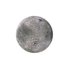 3D realistic rough surface white PNG moon space planet satellite, moon isolated on a white background. Lunar craters and bumps. Full Super Moon 3D PNG Image. Space and Astronautical Sciences