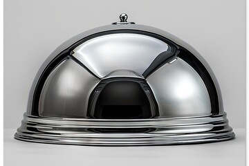 Silver Restaurant Cloche on a white background. 3d Rendering