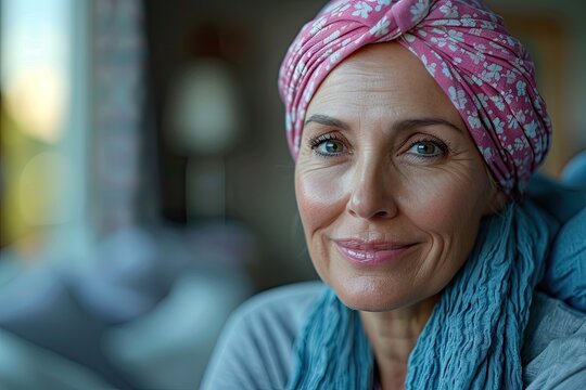 Happy beautiful elder woman looking in the camera wearing head scard 