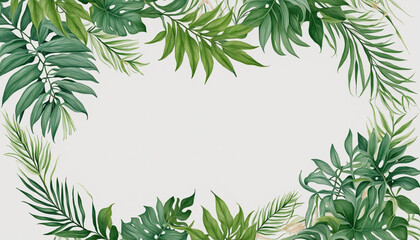 lush foliage as a frame border, isolated with copyspace - obrazy, fototapety, plakaty