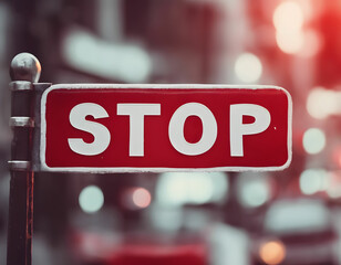 The word "Stop" on a red sign.
