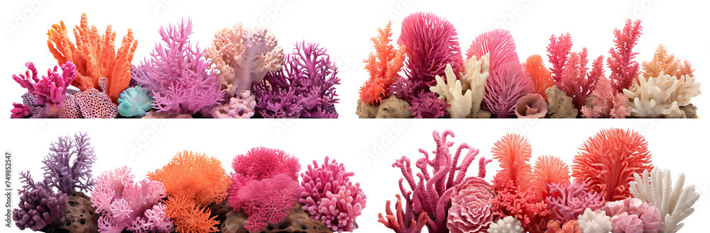 Wall mural set of coral reefs cut out - Wall murals