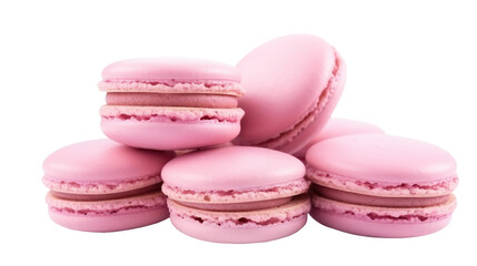 Fototapeta na wymiar Stack of Pink Macaroons. A neat pile of pink macaroons stacked on top of each other, forming a tempting display of sugary treats. on White or PNG Transparent Background.