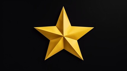 Yellow Paper Origami Star on Black Background