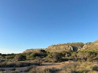 Small mountain range illuminated by the morning light.