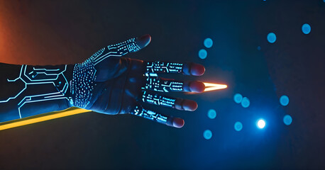 hand of the person with the ai robot