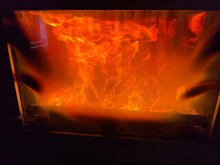 fire burning in a fireplace