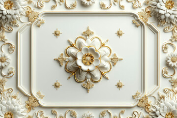 Create frame center blank empty bigframes in the middle,Thai style is beautiful and exquisite. white and gold