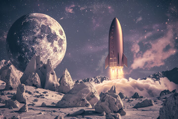 Spacecraft Launching into the Cosmos