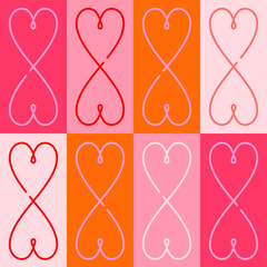 Infinity heart vector seamless pattern. Pink love background.