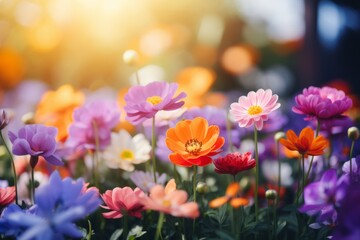 Purple pink beautiful multicolored flowers blooming garden outdoors park beauty summer meadows backdrop spring background wallpaper bright colorful flora plants blossom sunlight field nature rural