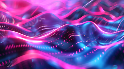abstract background with glowing lines, abstract futuristic background with vibrant pink and blue neon lights, generative ai - obrazy, fototapety, plakaty