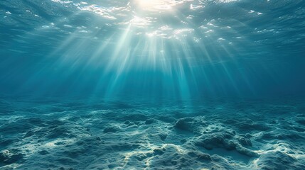 Underwater Scene with Rays of Light - obrazy, fototapety, plakaty