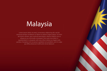 Malaysia national flag isolated on background with copyspace