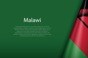 Malawi national flag isolated on background with copyspace