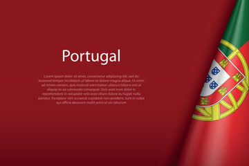 Portugal national flag isolated on background with copyspace