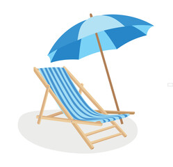 Beach chair vector illustration. Hello summer concept. Summer element. Beach vacation. Flat vector in cartoon style isolated on white background.